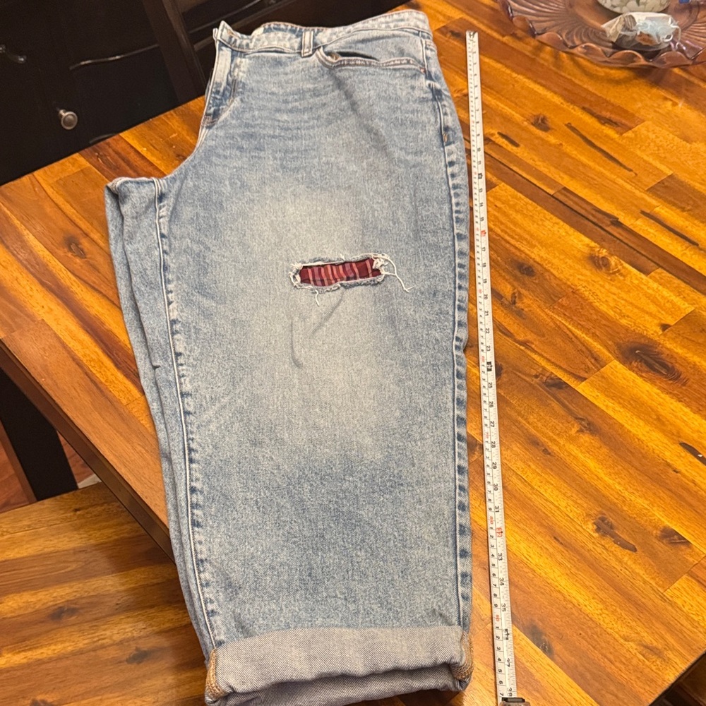Lane Bryant Mid Rise Boyfriend Jeans with Red Patch